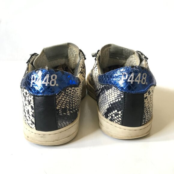 P448 John Twister Python Effect Sneakers Womens 37 7 Black Snake Leather Trainer - Picture 7 of 11